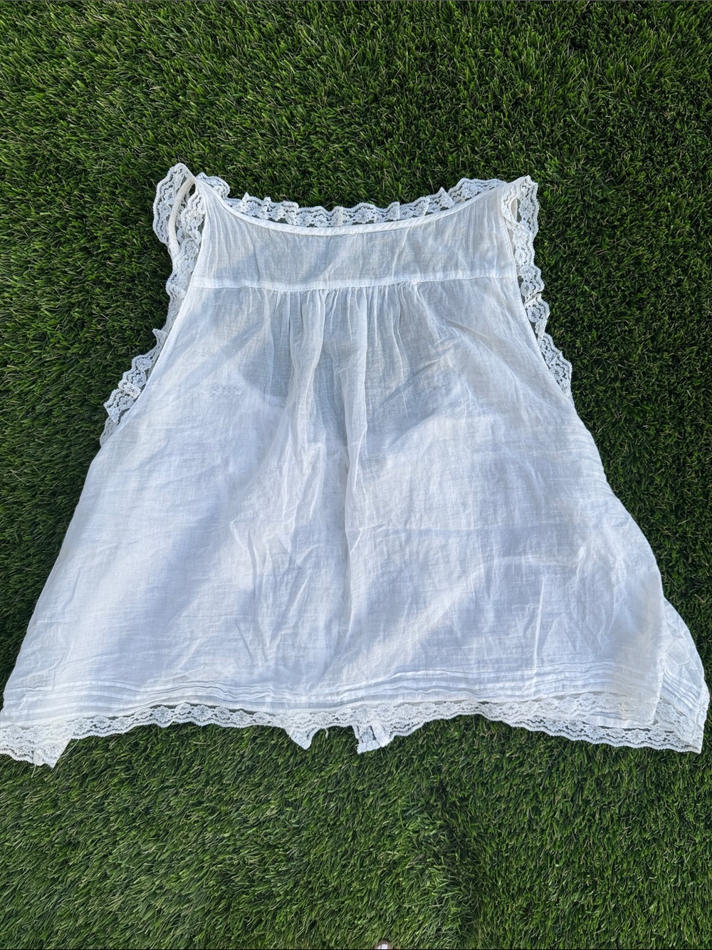 Free People White Crochet-Trim Sleeveless Camisole - Picture 4 of 4